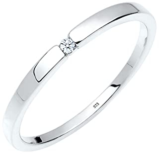 Elli DIAMONDS Ring Damen Verlobungsring Klassiker mit Diamant (0.015 ct.) in 925 Sterling Silber