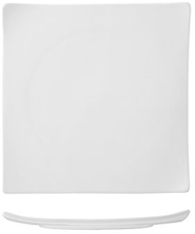 H&H Piatto Porcellana Quadro Coupe Cm 27 Arredo Tavola, Bianco