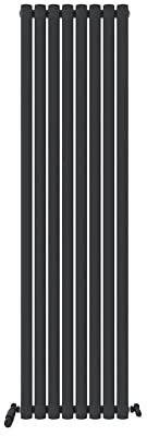 iBathUK Strata Tall Vertical Radiator, Single Oval Panel Radiators, 1800x480mm Slim Radiator, Wall Mounted for Bathroom,Kitchen,Living Room- Anthracite