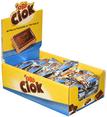 Oro Ciok, Biscotto con Tavoletta di Cioccolato al Latte, Merenda Golosa, Fonte Naturale di Fibre, Senza Coloranti e Conservanti, 750g (30 monoporzioni da 25g)