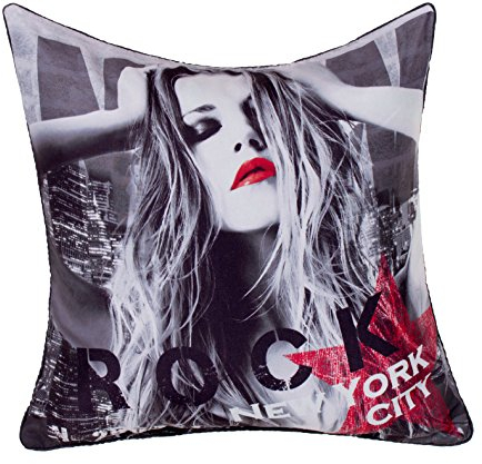 Brandsseller Trendline Dekokissen Zierkissen Motivkissen Kuschelkissen mit Druckmotiv - Rock New York City in Rot