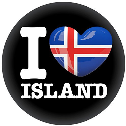 FanShirts4u Button/Badge/Pin - I Love ISLAND Fahne Flagge ICELAND (I Love Island)
