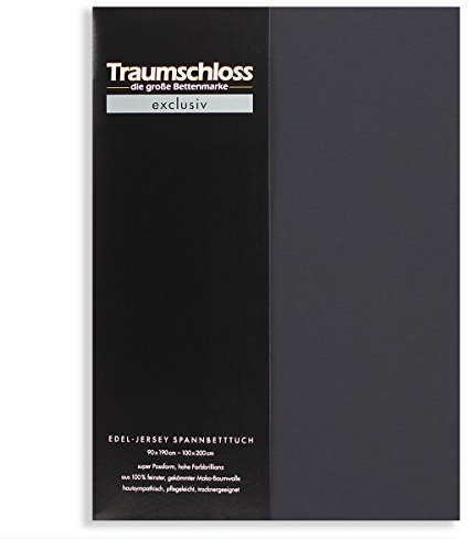 Traumschloss Spannbetttuch »Exclusiv« 100% Mako-Baumwolle | Edel-Jersey | hohe Farbbrillanz | anthrazit | 90-100x200cm