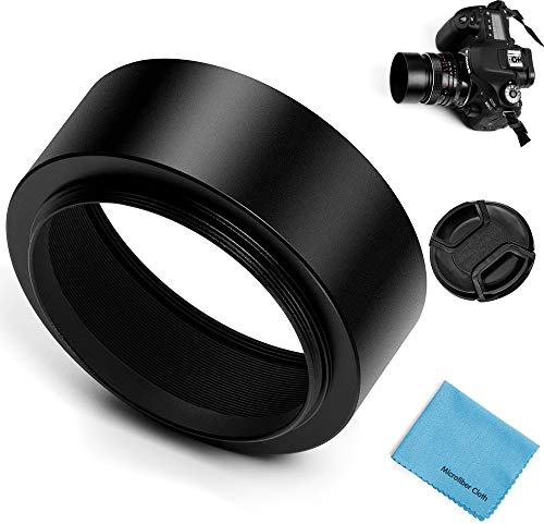 Fotover 49mm Schraube Berg Metall Standard Gegenlichtblende Sonnenblende Streulichtblende mit Center Pinch Objektivdeckel für Canon Nikon Sony Pentax Olympus Fuji Sumsung Leica Kamera