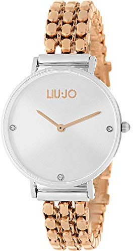 Liu Jo Orologio al quarzo da donna con cinturino in acciaio inossidabile TLJ1389, argento/oro rosa, 8056156024294