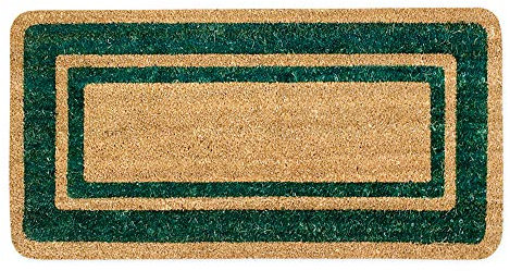 emmevi Zerbino Cocco Naturale Esterno Porta Entrata Retro Antiscivolo Tappeto Raschiafango MOD.Cocco Bordo 40X80 Verde