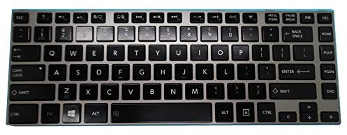 RTDPART - Tastiera per PC Portatile Toshiba Satellite P840 P845 L800 V130670BS3 V13066ABS3US USA retroilluminata Nera con Cornice Grigia
