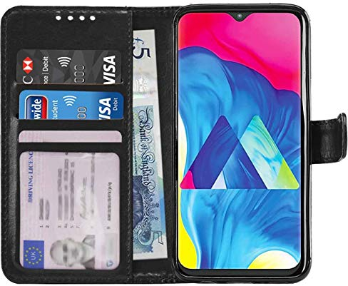 Gadget Giant Funda tipo cartera para Samsung Galaxy M10 PU cuero cartera Flip Case Cover - Negro