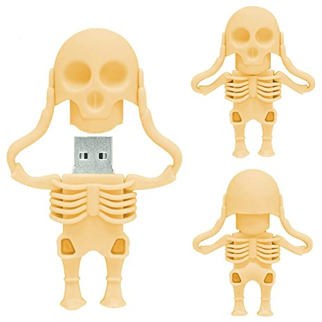USB-Stick 64GB Cartoon-Skelett Speicherstick, USB-Flash-Laufwerk Lustiger Memory Stick Flash Drive (Gelb)