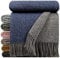 STTS International Wolldecke 100% Schurwolle Wohndecke in versch.Farben Tagesdecke Schurwolldecke Woll-Plaid Tirol (Dunkelblau-Grau (Double face 1), 140 x 200 cm)