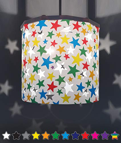 Ereki Ceiling Pendant Light Shade - Projector Stars Effect Light Cover - Magnetic Ceiling Night Light Lampshade Kit for Interchangeable Designs (Multi-Colour, B22 Bulb Included)