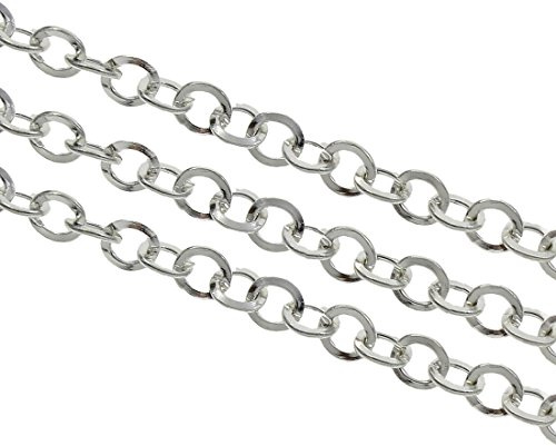 Perlin 3 Meter, Gliederkette Link Kette Metallkette, Rund Ring, Panzerkette 5mm Altsilber, Schmuckkette Meterware zur Schmuckherstellung von Halsketten Armband DIY Basteln