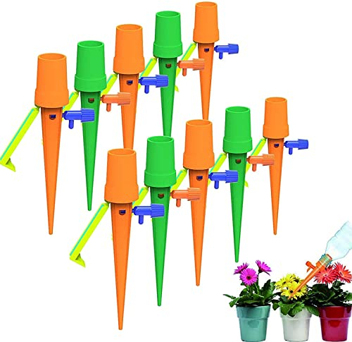 sylbx Goutte à Goutte Bouteille, Arroseur Automatique de Plantes 10Pcs - Irrigation Goutte à Goutte Bouteille, Arroseur Automatique Plantes, Arrosage Goutte a Goutte, avec Vannes de Régulation