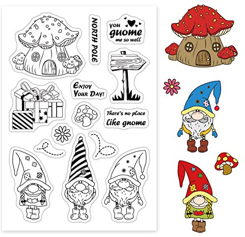GLOBLELAND Gnome Clear Stamps Frohe Weihnachten Silikonstempelsiegel Für Kartenherstellung Dekoration Und DIY Scrapbooking