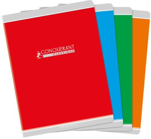 Lot de 10 Cahier Classique piqué 24x32, 96p./48 feuilles 90g/m², Séyès, coloris assortis (4)