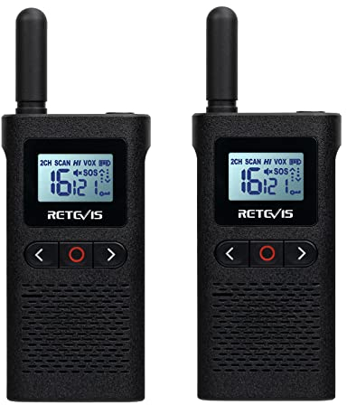Retevis RB628 Funkgerät Mini, 1500mAh PMR446 Walkie Talkie Wiederaufladbar, VOX, 10 Ruftöne, LCD-Anzeige, 16 Kanäle Professional Walkie Talkie für Familienaktivitäten (2 Stück, Schwarz)