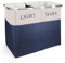 Vinsani Lights and Darks Folding Laundry Sorter Basket Box Bag Bin Hamper Washing Cloths Storage 2 Compartments, Metal - Navy Blue