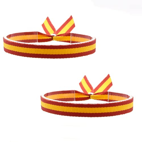 Armband aus spanischem Flaggenstoff mit verstellbarem Verschluss, Autoanhänger. Breite 10mm. Einheiten 2