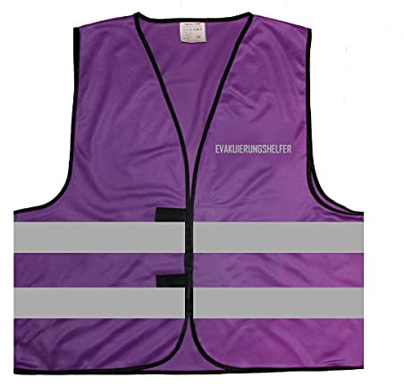 Warnweste - Signalweste - EVAKUIERUNGSHELFER - Warnweste mit reflektierendem Aufdruck - Größe XXL / 3XL, Lila