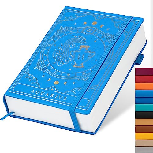 Constellations Notizbuch, A5, gepunktet, Hardcover, 100 g/m², 400 Seiten, Schreibpapier, Bullet Organizer, Notizbuch für Damen, Herren, Jugendliche (Wassermann)