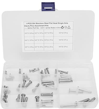 Map Single Hole Clevis Pins, 12 Sizes Stainless Steel Clevis Pin Single Hole Flat Head T Shape Round Pin Assortment Kit for Car(#1) Hand Tools Auto Insurance and Auto Repair