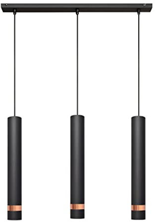 Helam Tuba Straight Bar Pendant Ceiling Light Black, Rose Gold 60cm