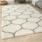 THE RUGS Shaggy Rug – Modern Moroccan Design Rugs for Living Room, Bedroom, Hallway, 3 cm Thick Area Rugs, (Trellis Ivory/Grey, 80x300cm)
