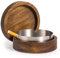DDAJJAJ Wooden Ashtray with Lid for Smokers Stainless Steel Liner Ash Tray Windproof Durable Easy to Clean Cool Ashtrays for Indoor or Outdoor Use, Patio, Office & Home (Grey)