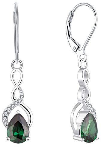YL Unendlichkeit Tropfen Ohrringe 925 Sterling Silber 12 Geburtsstein Zirkonia Ohrringe für Damen