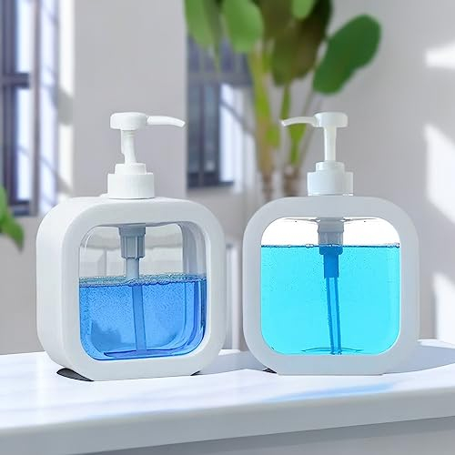 Megory Kitchen Hand and Dish Soap Dispenser set | dispenser bottle pump dispenser bottle | washing up liquid, hand wash,dish,Shampoo, Lotion dispenser bottle Kitchen & Bathroom , 300/500ML (RB01)