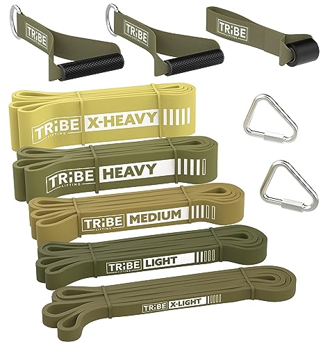 Lange Widerstandsbänder für das Training von Männern und Frauen - Set mit 5 Klimmzugbändern, Gummigriffen und Türanker, Workout-Bänder Widerstand für Männer - Übungsbänder Widerstandsbänder Set -