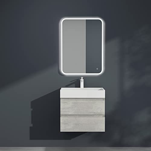 Mai & Mai Badmöbel-Set Waschbeckenunterschrank 60x38x56cm Verona in Beton mit 2-Schubladen inkl. Waschbecken/Ablaufgarnitur