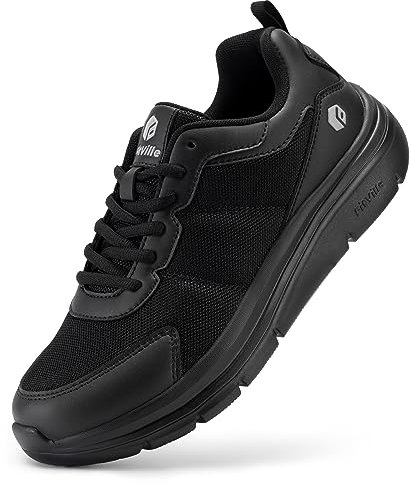 FitVille Chaussures de Marche Homme Pieds Larges Légères Chaussures Décontractées Respirantes Baskets Mode Sportives Noir 41 EU X-Large