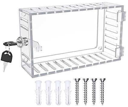 Gralara Caja de seguridad para termostato de aire acondicionado con llave Pared protectora de termostato Paneles de aire acondicionado Caja de seguridad para