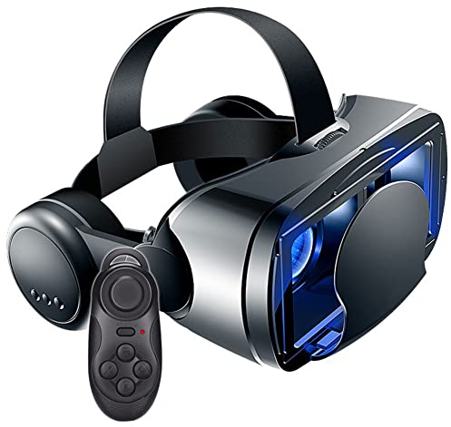 TPWEWRX 3D VR Brille Virtual Reality Headset für 3D VR Filme & VR Spiele Anti Bluelight verstellbares Pupillen Augenpflegesystem für Android & IOS Smartphones mit Mini Fernbedienung (Schwarz)