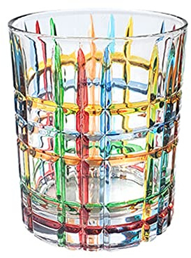 Handbemalte Buntglas-Whiskybecher. Handbemalte Kristall-Whiskygläser. Einzigartiges Trinkgeschirr für Wein und Bourbon Rocks. Whiskyglas Zum Trinken von Bourbon-Irish-Cocktails, Cognac(Streifen 2St)