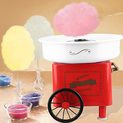 Machine Barbe à Papa,Machine a Bonbon,Machine Sucre Candy pour Maison et Fete Foraine Anniversaire Enfant,Utiliser Sucre Ordinaire ou Bonbons Durs sans Sucre (B rouge)