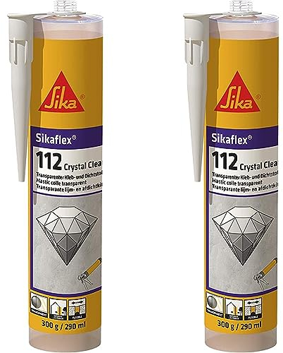 Sikaflex-112 Crystal Clear 300ml transparent vielseitiger Kleb-& Dichtstoff (Packung mit 2)