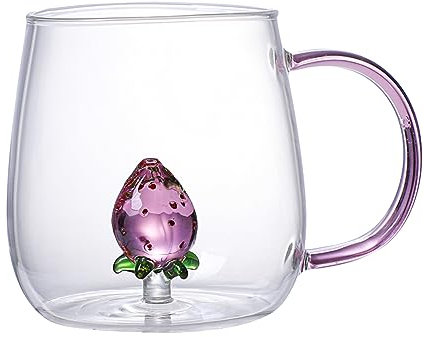 Pratvider Taza de | Taza Interior de Animal Lindo, Figura de Dibujos Animados, Taza de té Transparente, Tazas de café de Vidrio Multiusos, Vasos estéticos, Taza para Beber, Taza de té, Taza de Deseos