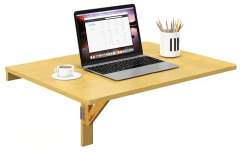 LIFEZEAL Wandklapptisch, Wandtisch aus Holz, Schwimmender Schreibtisch mit großer Tischplatte, Laptoptisch platzsparend, Esstisch für Küche, Wohnzimmer & Schlafzimmer, 80 x 60 cm (Natur)