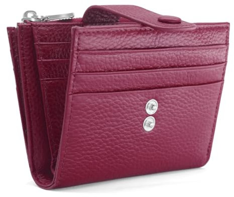 REETEE Portefeuille Femme Petit Format Cuir Véritable Porte Carte de Credit RFID Blocage Porte Monnaie Femmes,Porte Feuilles pour Femme avec 13 emplacements et Petit Zippé Portefeuille (Violet foncé)
