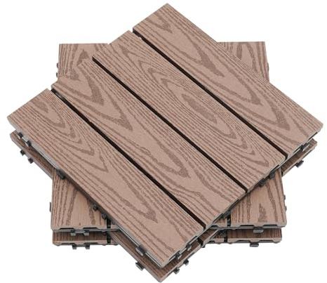 Froulaland 22 piastrelle in WPC, 30 x 30 cm, effetto legno, per pavimenti con sistema a clic, caffè, balcone, piastrelle da giardino con sistema a clic, piastrelle a clic (caffè), SK-553