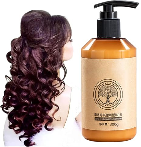 Moroccan Plumping Curl Defining Cream,Long-lasting Styling Moroccan Volume Moisturizing Elasticity, Marokkanisches Volumen, Feuchtigkeitsspendender Styling-Elastin-Conditioner (300g)