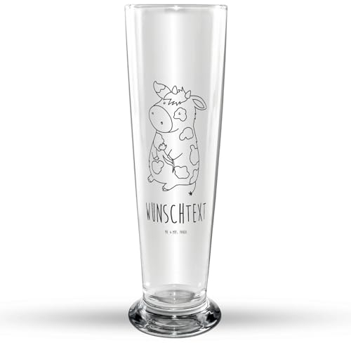 Mr. & Mrs. Panda Weizenglas Personalisierbar Kuh - Personalisierte Geschenke, Vatertag, Milch, Weizenbier Glas mit Namen, Flausen, Bauernhof,