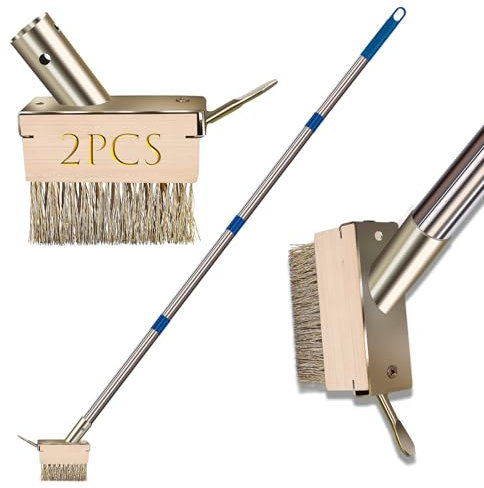 GHWMYD Stahldrahtbesen Moos-Unkrautentferner mit Teleskopstiel 165 cm für zum Entfernen von Unkraut, Moos, Algen und Hartnäckigen Flecken, Robuste Drahtbesen Metallbesen für Terrasse, Deck, Garten