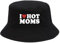 I Love Hot Moms Hut Mallorca Hut Saufen Mallorca Fischerhut Lustiger Hut Bucket Hat Alkohol Feiern Party Junggesellen-Abschied Anglerhut Sommerhut Bier Festival (Baumwollmischung, Schwarz)