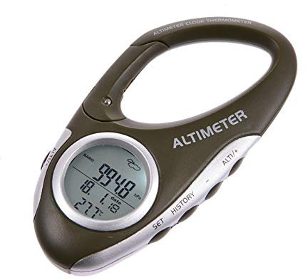 Digitaler Höhenmesser, Höhenmesser, Karabiner, multifunktional, mit Thermometer, Vorhersage, Zubehör für Wanderungen, Karabiner, Höhenmesser, für Damen und Herren, Wanderer