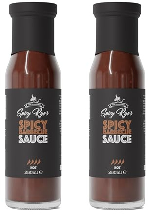 Spicy Rye's Spicy BBQ Sauce 2 Pack 250ml - Smooth, Smokey Hot Sauce with Tomatoes, Honey & Scotch Bonnet Chillies - For Dipping & Marinading