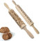 Mellifluous 2pcs Embossed Rolling Pin - Christmas Elk and Handmade Pattern, Laser Printing 3D Wooden DIY Kitchen Tool