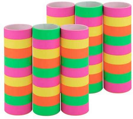 Idena 30553 - Banderoles Fluo, 6 Rouleaux de 9 banderoles chacun, en Papier certifié FSC, comme décoration de fête ou pour Un Anniversaire